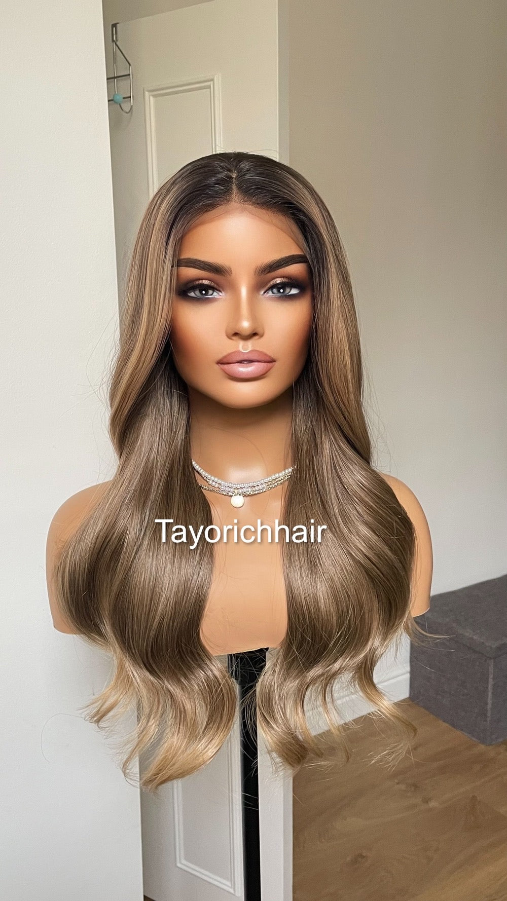 Dark Ash Blonde Luxury Synthetic Lace Wig By Tayorichhair