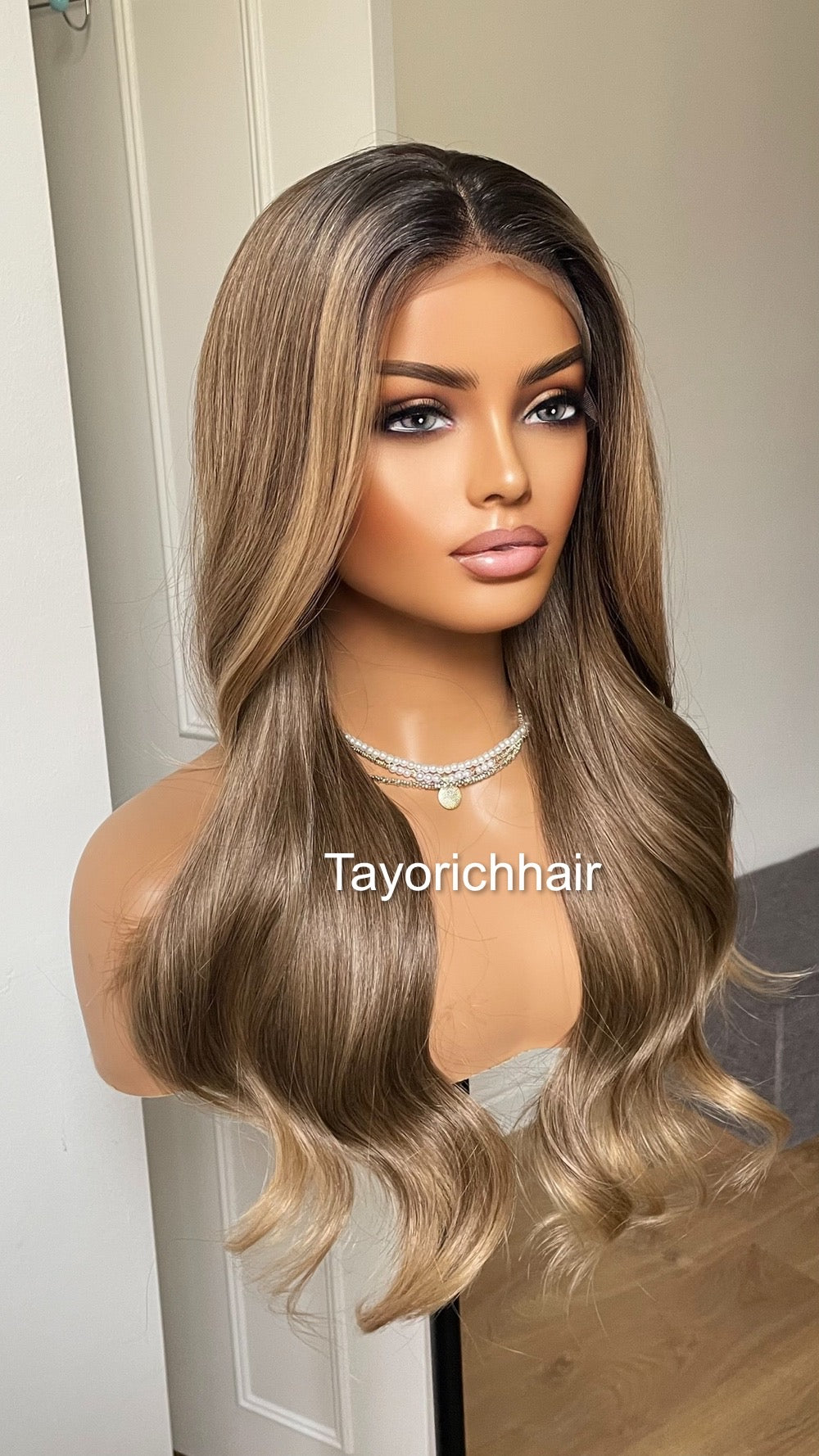 Dark Ash Blonde Luxury Synthetic Lace Wig By Tayorichhair