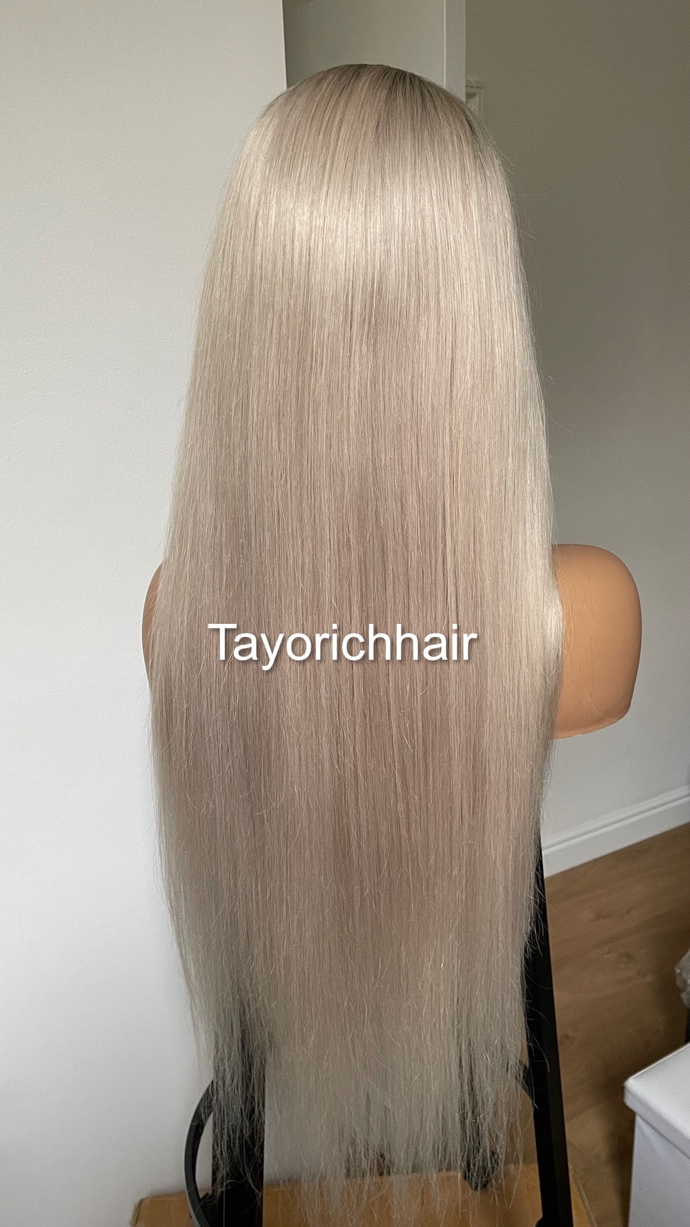 Alexis•Rooted Platinum Blonde Human Hair Wig•24 Inches Straight Hair With Dark Roots•HD Lace•200 Density Human Hair Wig By Tayorichhair