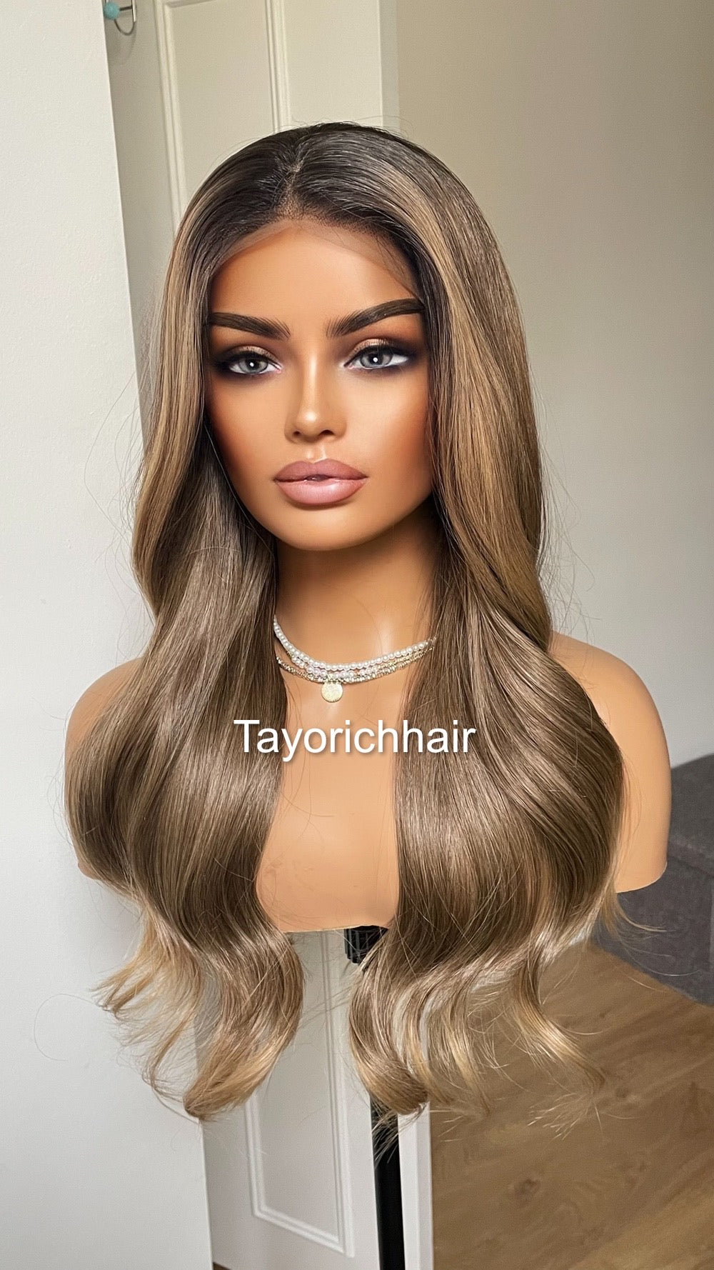 Dark Ash Blonde Luxury Synthetic Lace Wig By Tayorichhair