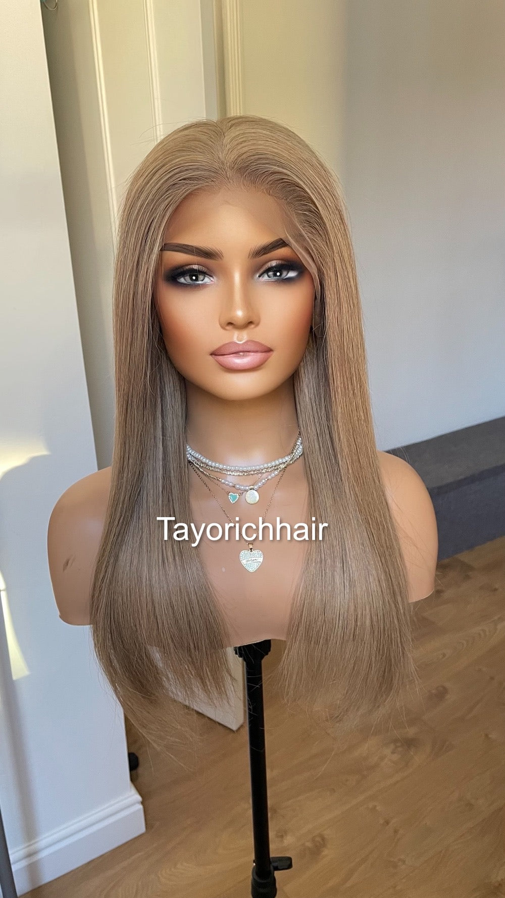 Ash Blonde Human Hair Wig/ Dark Ash Blonde Wig For Alopecia Hairloss/ Real Hair Wig By Tayorichhair/Straight Hair 20 Inches Wig/Gift For Her