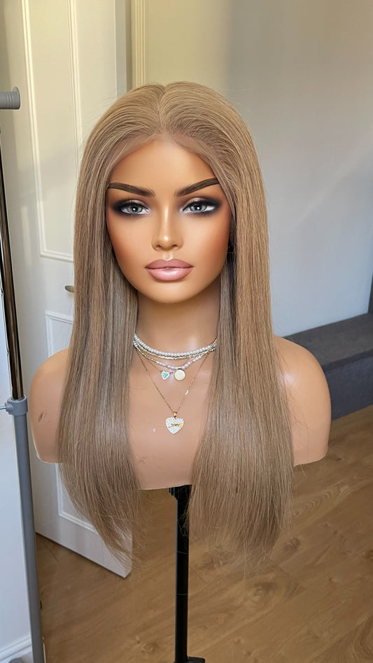 Ash Blonde Human Hair Wig/ Dark Ash Blonde Wig For Alopecia Hairloss/ Real Hair Wig By Tayorichhair/Straight Hair 20 Inches Wig/Gift For Her