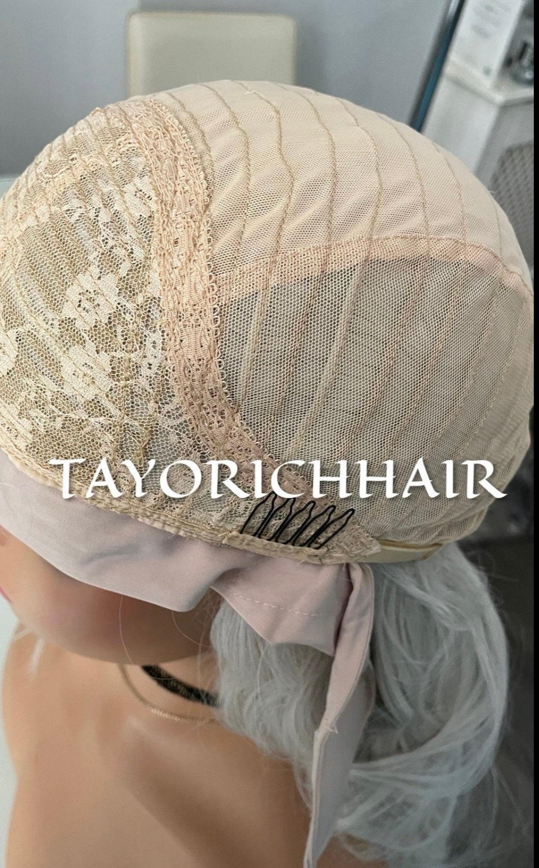 Ash White Ponytail Wig/ No Lace Easy Wear Wig For Workout