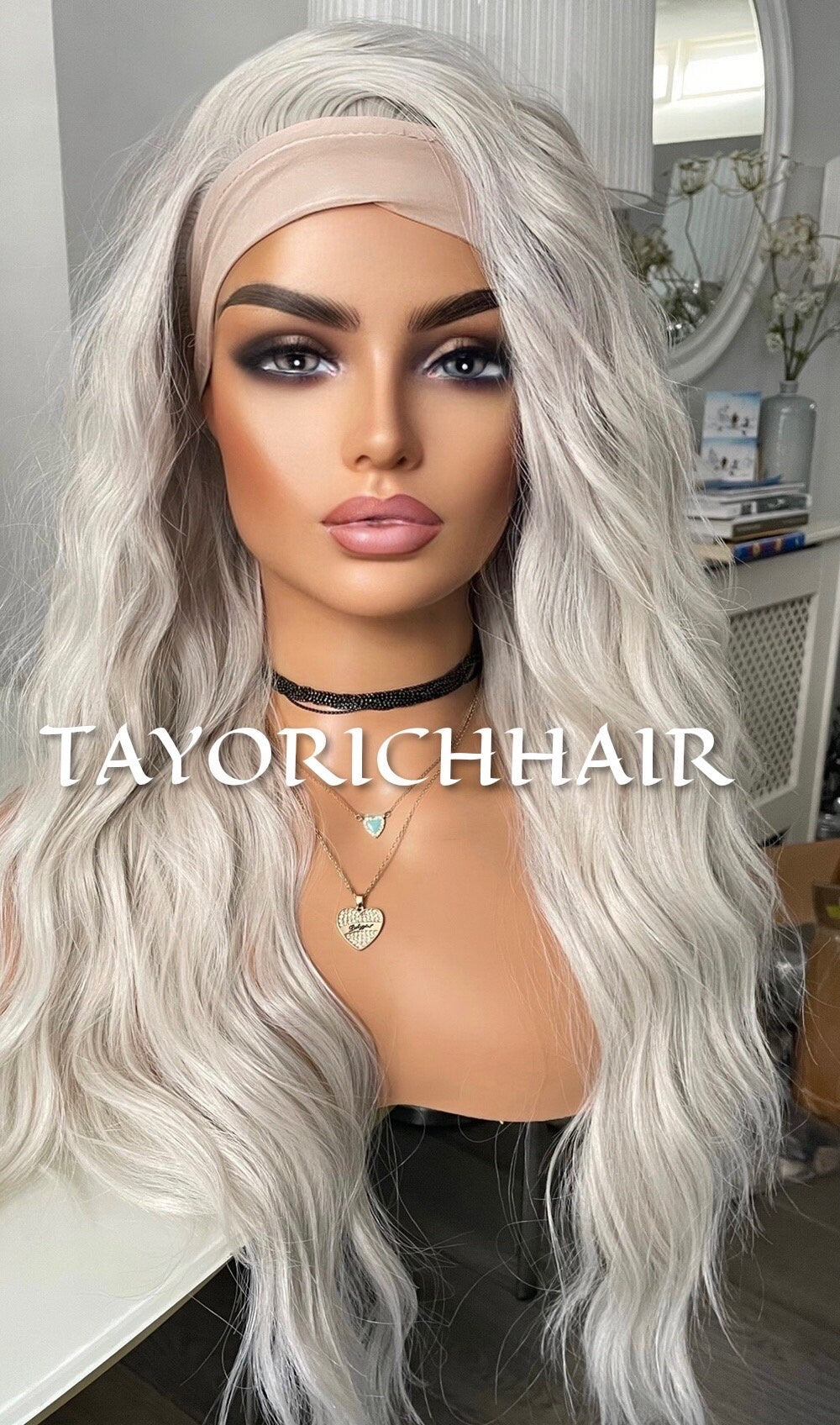 Ash White Ponytail Wig/ No Lace Easy Wear Wig For Workout