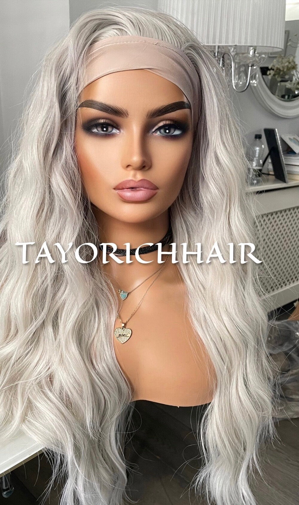 Ash White Ponytail Wig/ No Lace Easy Wear Wig For Workout