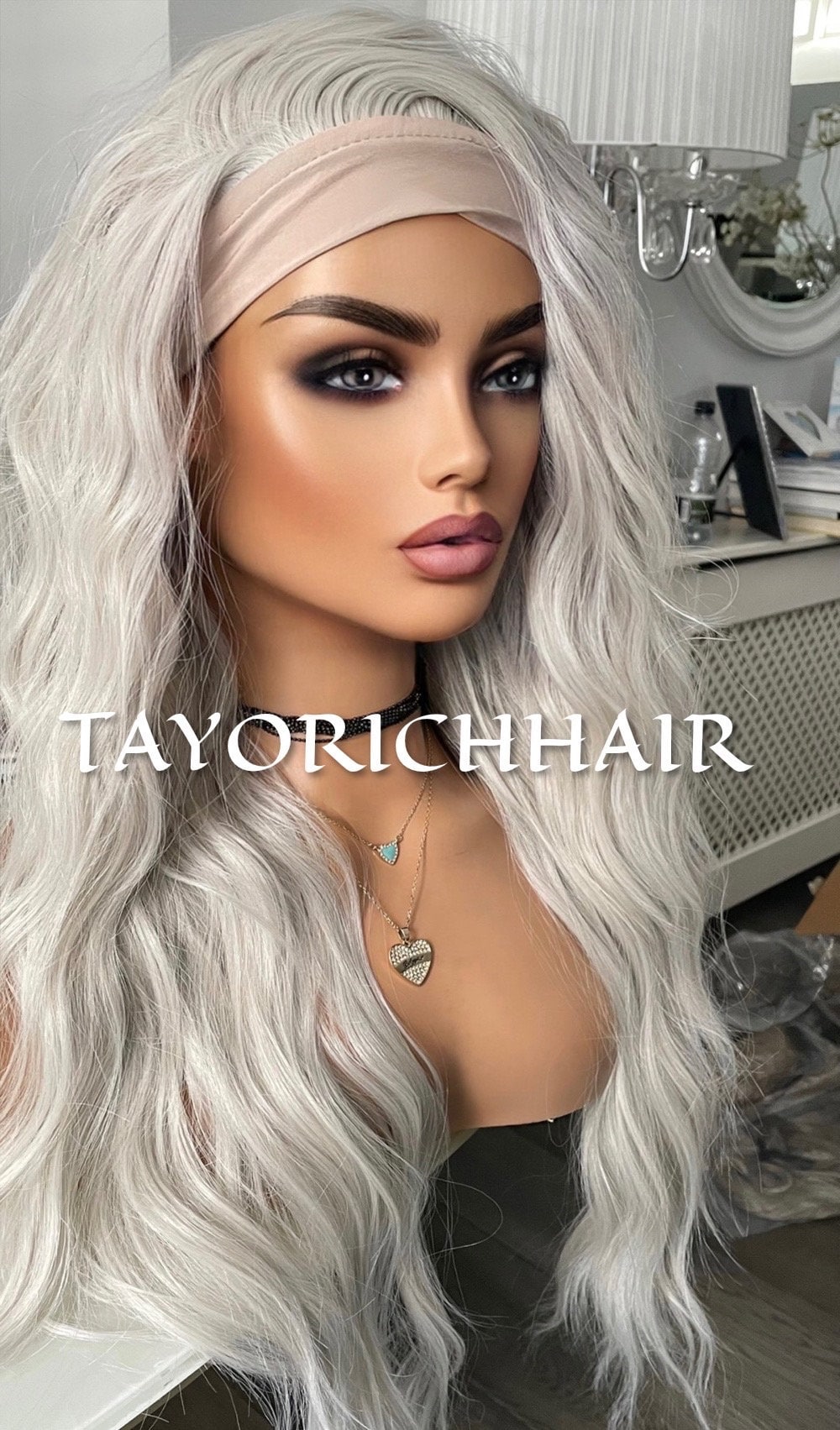 Ash White Ponytail Wig/ No Lace Easy Wear Wig For Workout