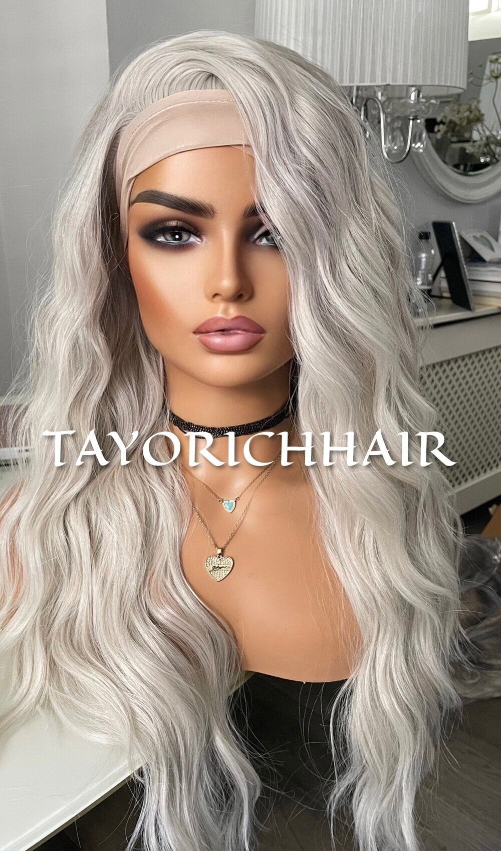 Ash White Ponytail Wig/ No Lace Easy Wear Wig For Workout