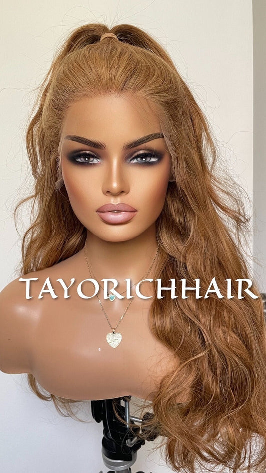 Auburn Human Hair Wig/ Free Part Wig With HD 13x4 Lace/ 180% Density 24 Inches Wavy Real Hair Wig For Women Daily Wear Wigs By Tayorichhair